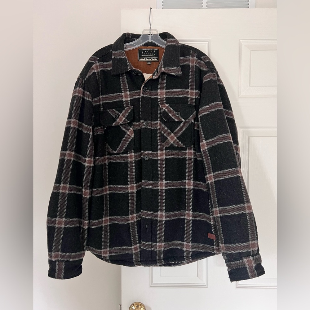Jachs New York Wool Blend Black and Brown Plaid Jacket